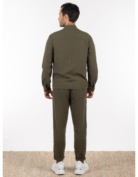 GABBA Πουκάμισο - Jacket mao Goa Crinkle P6074 Χακί GABBA - 7