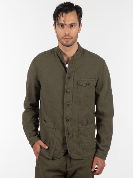 GABBA Πουκάμισο - Jacket mao Goa Crinkle P6074 Χακί GABBA - 10