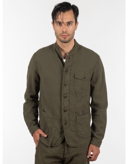 GABBA Πουκάμισο - Jacket mao Goa Crinkle P6074 Χακί GABBA - 10