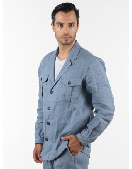 OVER-D Σακάκι λινό OE1S2S2G12 Μπλε OVER-D - 4