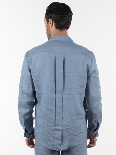 OVER-D Σακάκι λινό OE1S2S2G12 Μπλε OVER-D - 2