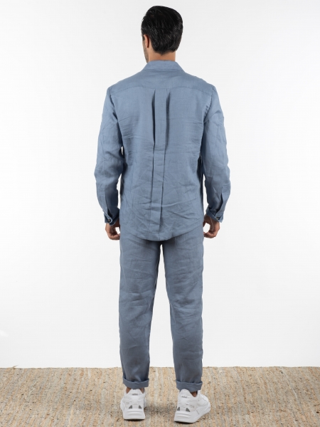 OVER-D Σακάκι λινό OE1S2S2G12 Μπλε OVER-D - 6