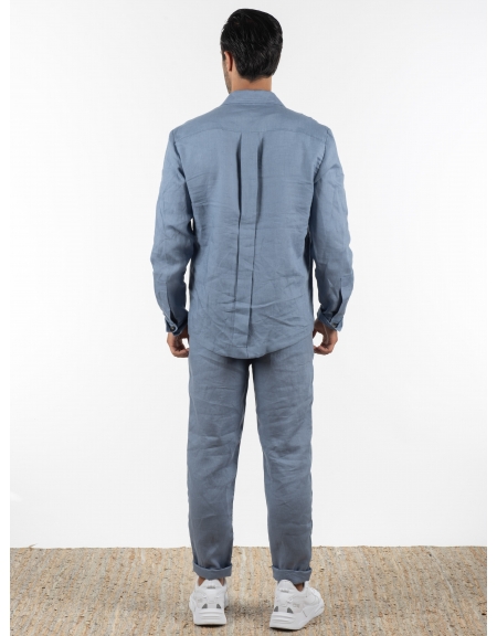 OVER-D Σακάκι λινό OE1S2S2G12 Μπλε OVER-D - 6