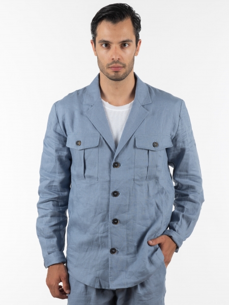 OVER-D Σακάκι λινό OE1S2S2G12 Μπλε OVER-D - 9