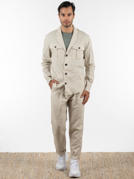 OVER-D Σακάκι λινό OE1S2S2G12 Μπεζ OVER-D - 6