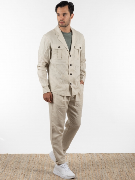 OVER-D Σακάκι λινό OE1S2S2G12 Μπεζ OVER-D - 8