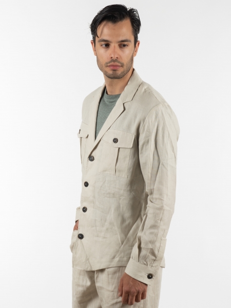 OVER-D Σακάκι λινό OE1S2S2G12 Μπεζ OVER-D - 4