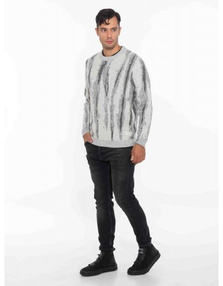 GABBA Μπλούζα - Πουλόβερ DYLAN VERTICAL STRIPES Γκρι - Ανθρακί GABBA - 9