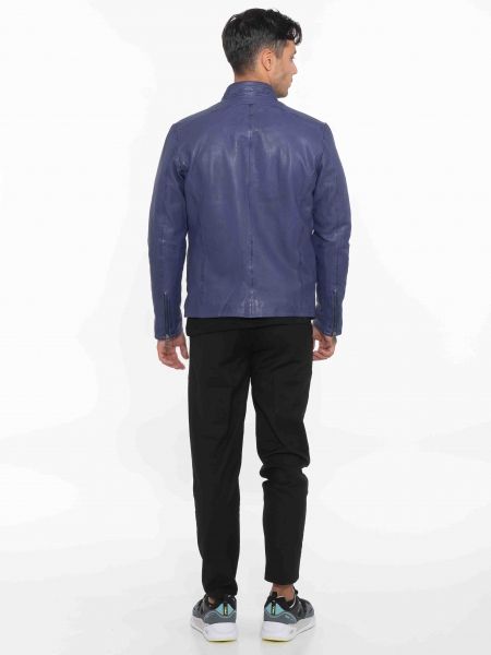 MAYS AND ROSE Δερμάτινο μπουφάν Silvestor Sheep Veg Dyed Μωβ - Μπλε MAYS AND ROSE - 7