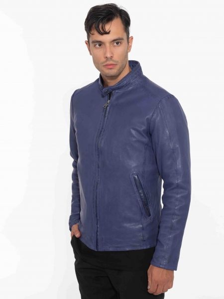 MAYS AND ROSE Δερμάτινο μπουφάν Silvestor Sheep Veg Dyed Μωβ - Μπλε MAYS AND ROSE - 4