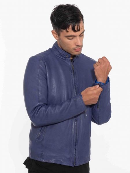 MAYS AND ROSE Δερμάτινο μπουφάν Silvestor Sheep Veg Dyed Μωβ - Μπλε MAYS AND ROSE - 3