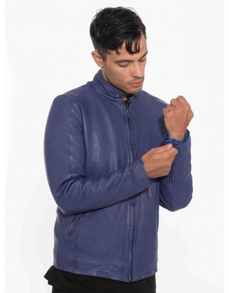 MAYS AND ROSE Δερμάτινο μπουφάν Silvestor Sheep Veg Dyed Μωβ - Μπλε MAYS AND ROSE - 3