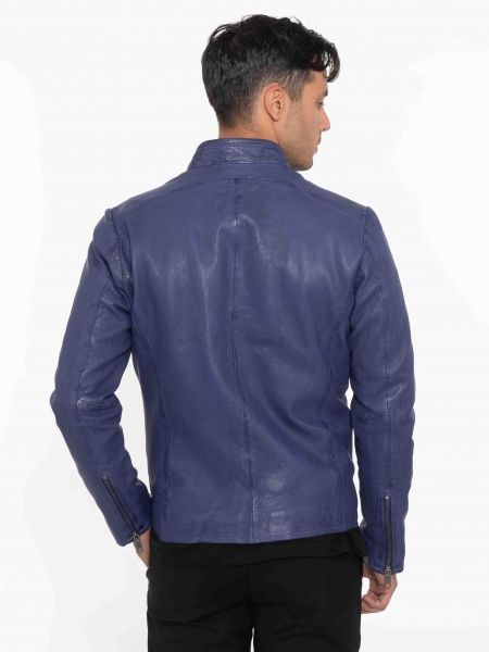 MAYS AND ROSE Δερμάτινο μπουφάν Silvestor Sheep Veg Dyed Μωβ - Μπλε MAYS AND ROSE - 2