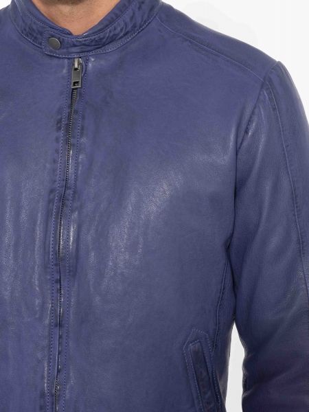 MAYS AND ROSE Δερμάτινο μπουφάν Silvestor Sheep Veg Dyed Μωβ - Μπλε MAYS AND ROSE - 5