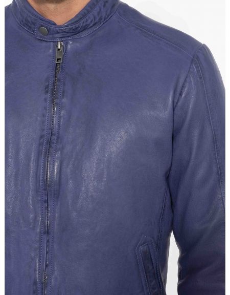 MAYS AND ROSE Δερμάτινο μπουφάν Silvestor Sheep Veg Dyed Μωβ - Μπλε MAYS AND ROSE - 5