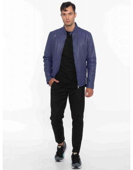 MAYS AND ROSE Δερμάτινο μπουφάν Silvestor Sheep Veg Dyed Μωβ - Μπλε MAYS AND ROSE - 6