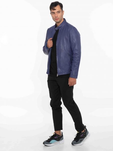 MAYS AND ROSE Δερμάτινο μπουφάν Silvestor Sheep Veg Dyed Μωβ - Μπλε MAYS AND ROSE - 9