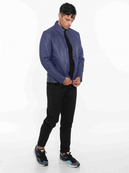 MAYS AND ROSE Δερμάτινο μπουφάν Silvestor Sheep Veg Dyed Μωβ - Μπλε MAYS AND ROSE - 8