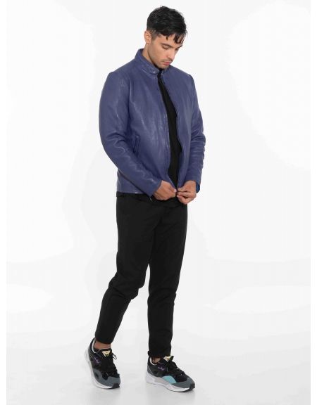 MAYS AND ROSE Δερμάτινο μπουφάν Silvestor Sheep Veg Dyed Μωβ - Μπλε MAYS AND ROSE - 8