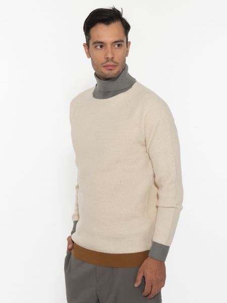 OVER-D Μπλούζα ζιβάγκο πλεκτή OE1F2W2M03 Μπεζ OVER-D - 5