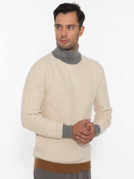 OVER-D Μπλούζα ζιβάγκο πλεκτή OE1F2W2M03 Μπεζ OVER-D - 4