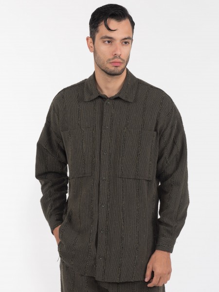NINETEEN Shirt long X22-1031 Khaki NINETEEN - 1