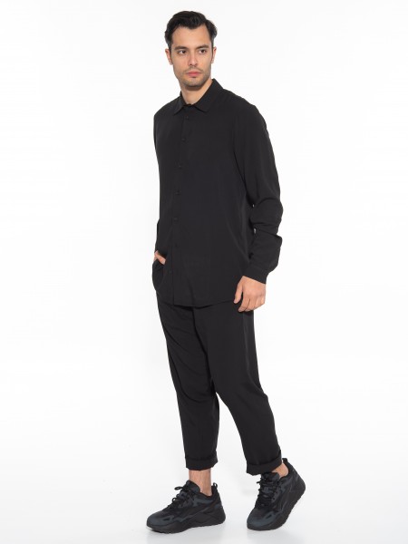 NINETEEN Πουκάμισο K23-1007 Μαύρο NINETEEN - 9