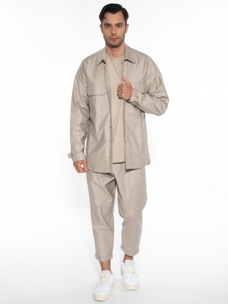 NINETEEN Πουκάμισο - Jacket K23-1014 Μπεζ - Καφέ NINETEEN - 6