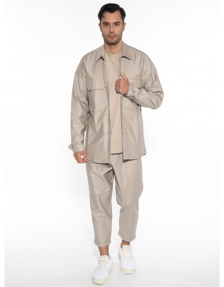 NINETEEN Πουκάμισο - Jacket K23-1014 Μπεζ - Καφέ NINETEEN - 6