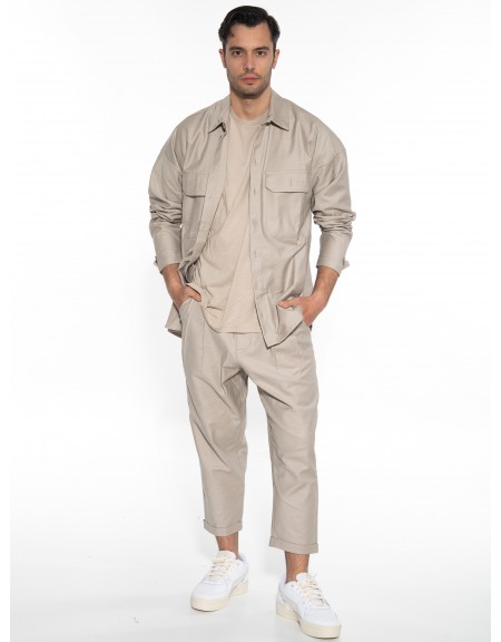 NINETEEN Πουκάμισο - Jacket K23-1014 Μπεζ - Καφέ NINETEEN - 8