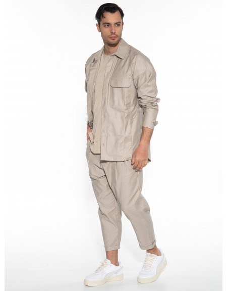 NINETEEN Πουκάμισο - Jacket K23-1014 Μπεζ - Καφέ NINETEEN - 10