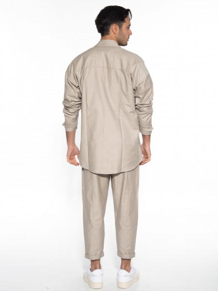 NINETEEN Πουκάμισο - Jacket K23-1014 Μπεζ - Καφέ NINETEEN - 9