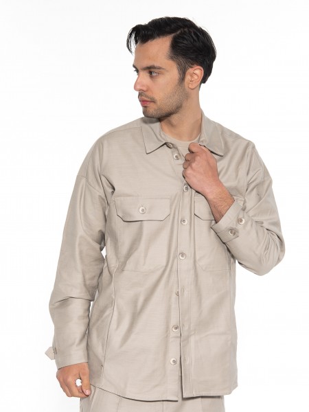 NINETEEN Πουκάμισο - Jacket K23-1014 Μπεζ - Καφέ NINETEEN - 3