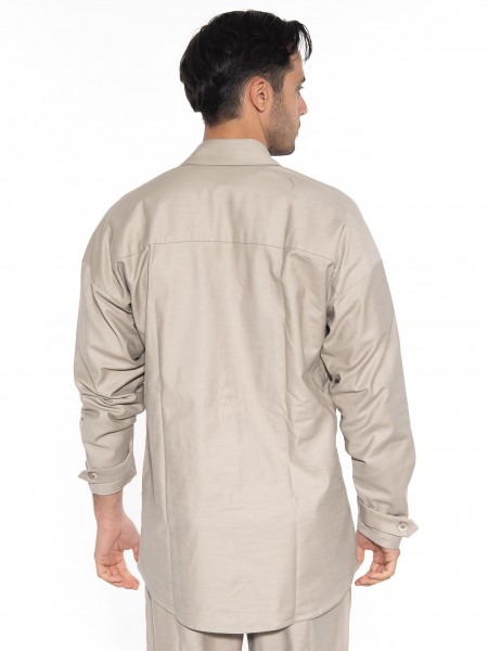 NINETEEN Πουκάμισο - Jacket K23-1014 Μπεζ - Καφέ NINETEEN - 2