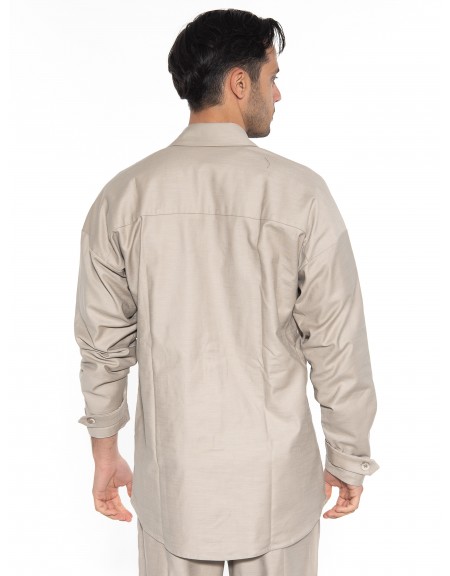 NINETEEN Πουκάμισο - Jacket K23-1014 Μπεζ - Καφέ NINETEEN - 2