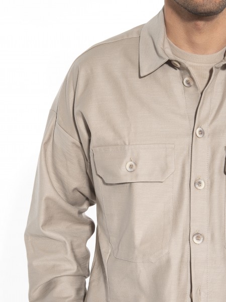 NINETEEN Πουκάμισο - Jacket K23-1014 Μπεζ - Καφέ NINETEEN - 5