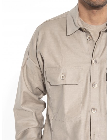 NINETEEN Πουκάμισο - Jacket K23-1014 Μπεζ - Καφέ NINETEEN - 5