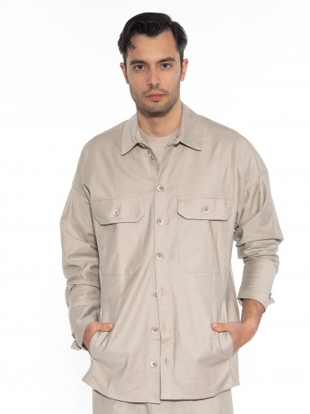 NINETEEN Πουκάμισο - Jacket K23-1014 Μπεζ - Καφέ NINETEEN - 11