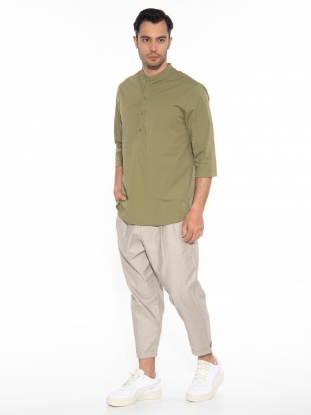 NINETEEN Πουκαμίσα mao K23-1025 Λαδί NINETEEN - 9