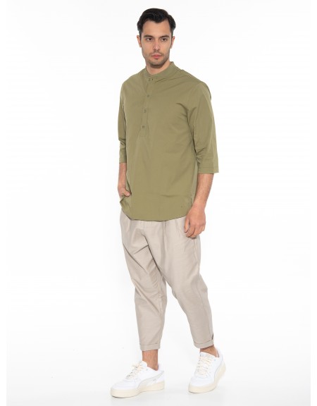 NINETEEN Πουκαμίσα mao K23-1025 Λαδί NINETEEN - 9