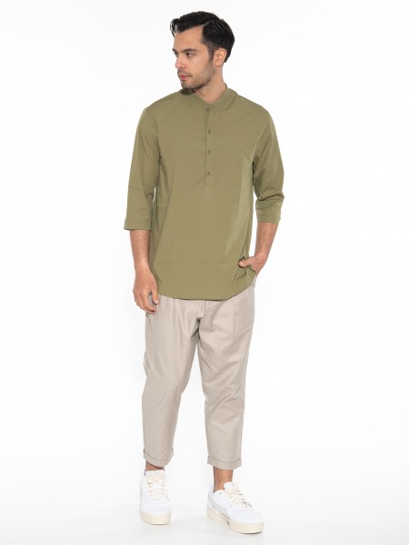 NINETEEN Πουκαμίσα mao K23-1025 Λαδί NINETEEN - 7