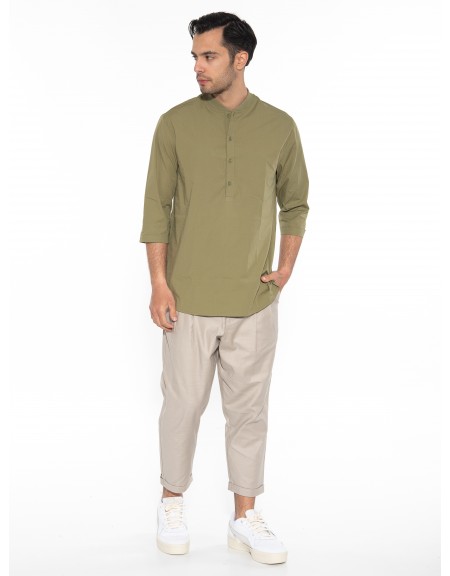 NINETEEN Πουκαμίσα mao K23-1025 Λαδί NINETEEN - 7