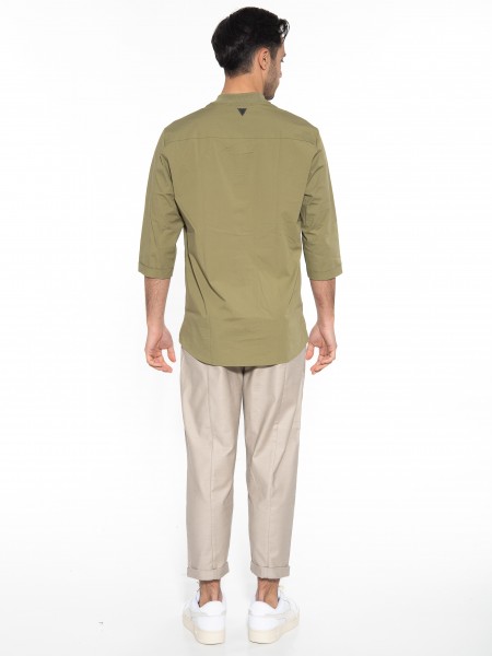 NINETEEN Πουκαμίσα mao K23-1025 Λαδί NINETEEN - 8