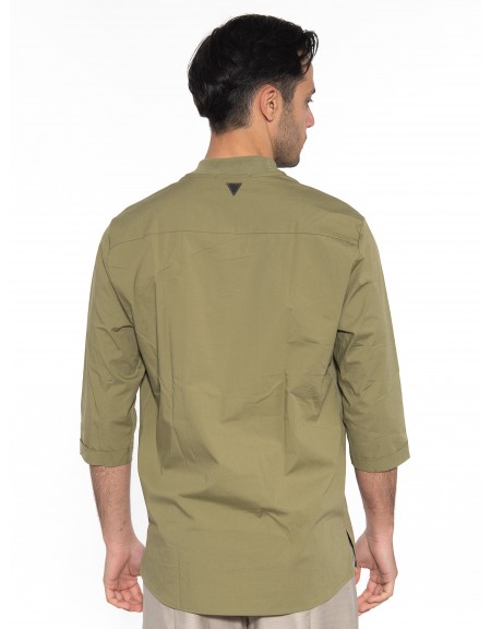 NINETEEN Πουκαμίσα mao K23-1025 Λαδί NINETEEN - 2