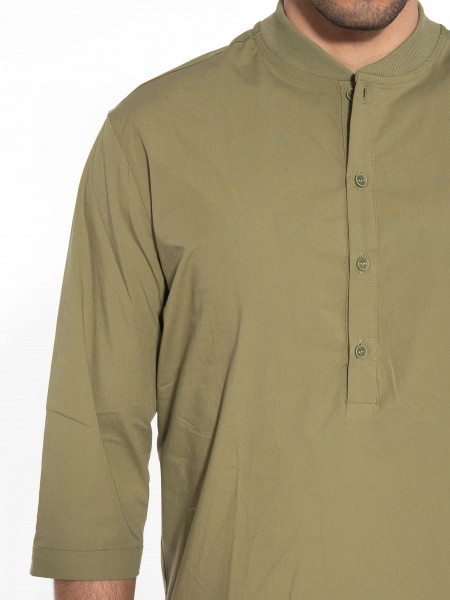 NINETEEN Πουκαμίσα mao K23-1025 Λαδί NINETEEN - 5