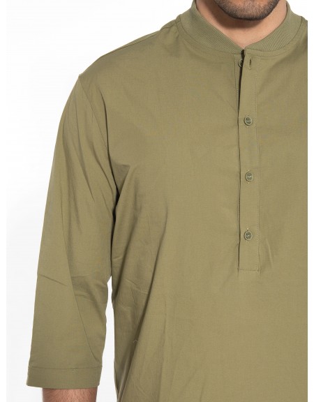 NINETEEN Πουκαμίσα mao K23-1025 Λαδί NINETEEN - 5