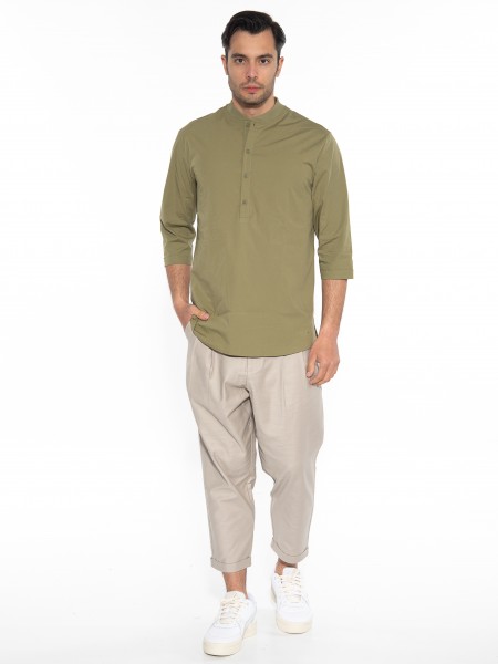 NINETEEN Πουκαμίσα mao K23-1025 Λαδί NINETEEN - 6