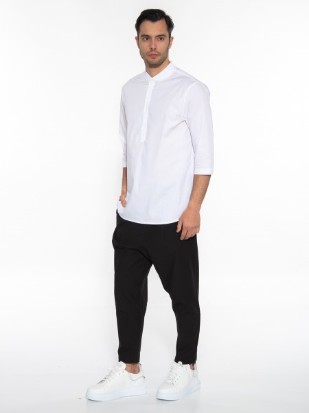 NINETEEN Πουκαμίσα mao K23-1025 Λευκό NINETEEN - 12