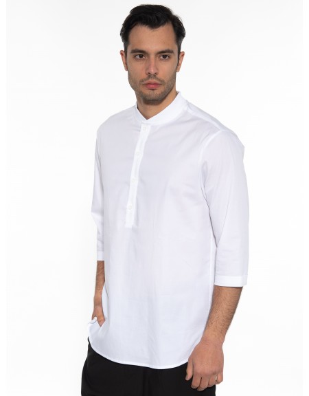 NINETEEN Πουκαμίσα mao K23-1025 Λευκό NINETEEN - 4