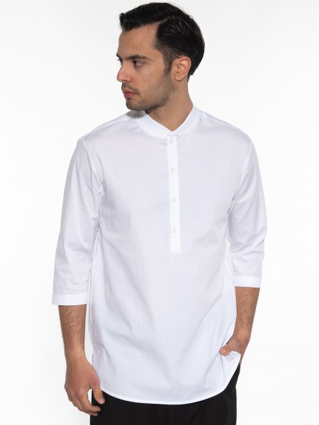 NINETEEN Πουκαμίσα mao K23-1025 Λευκό NINETEEN - 3